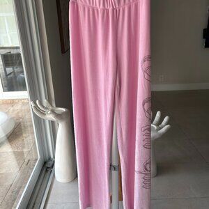 .AM.GIA Daria Track Pant Pink Size XS Velour Rhinstone